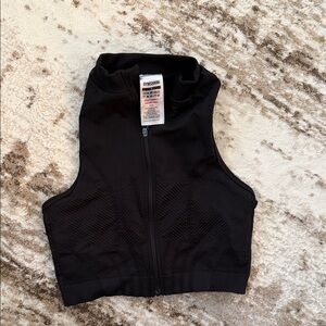 Gymshark Black High-Neck Zip Crop Top
